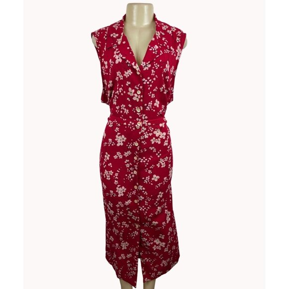 Fashion Bug Women's Floral Pattern Red Sleeveless Dress Size 26/28W - New - Picture 1 of 9